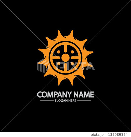 Gear vector logo isolated on a black background. Icon silhouette design template. Simple symbol concept in flat style. Abstract sign  pictogram for web  mobile and infographics. 133989554