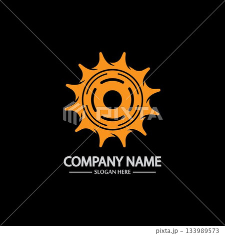 Gear vector logo isolated on a black background. Icon silhouette design template. Simple symbol concept in flat style. Abstract sign  pictogram for web  mobile and infographics. 133989573