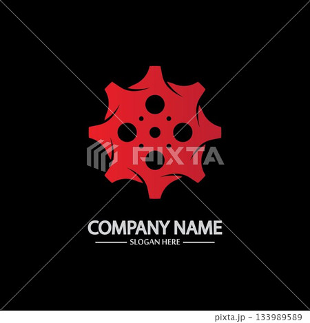 Gear vector logo isolated on a black background. Icon silhouette design template. Simple symbol concept in flat style. Abstract sign  pictogram for web  mobile and infographics. 133989589
