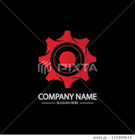 Gear vector logo isolated on a black background. Icon silhouette design template. Simple symbol concept in flat style. Abstract sign  pictogram for web  mobile and infographics. 133989634