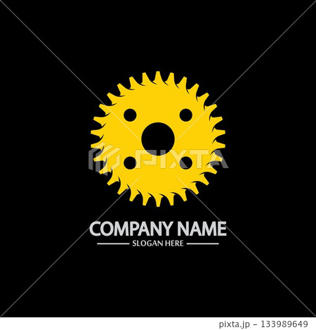 Gear vector logo isolated on a black background. Icon silhouette design template. Simple symbol concept in flat style. Abstract sign pictogram for web mobile and infographics. Gear vector logo isolated on a black background. Icon silhouette design template. Simple symbol concept in flat style. Abstract sign pictogram for web mobile and infographics. 133989649