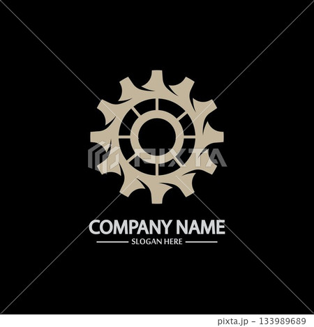 Gear vector logo isolated on a black background. Icon silhouette design template. Simple symbol concept in flat style. Abstract sign  pictogram for web  mobile and infographics. 133989689