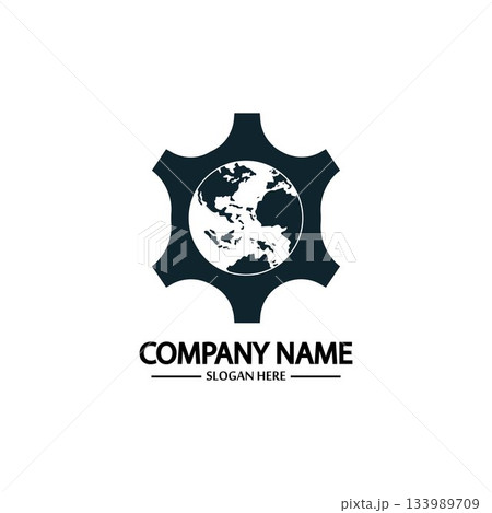 Global Engineer World Gear Logo Design Template Global Engineer World Gear Logo Design Template 133989709