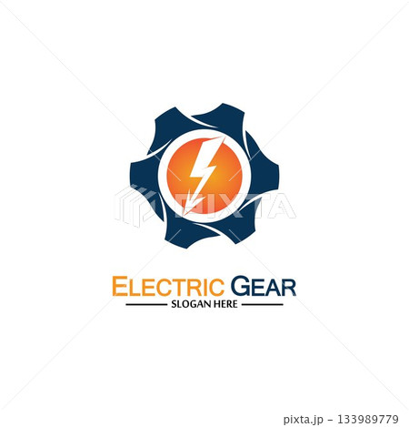 Electric gear vector logo template illustration. Suitable for business, technology and web. also, for energy and thunder symbol 133989779