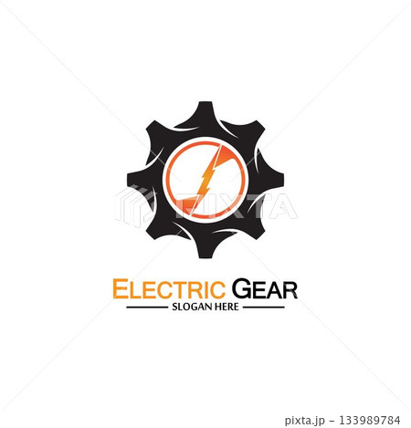 Electric gear vector logo template illustration. Suitable for business, technology and web. also, for energy and thunder symbol Electric gear vector logo template illustration. Suitable for business, technology and web. also, for energy and thunder symbol 133989784