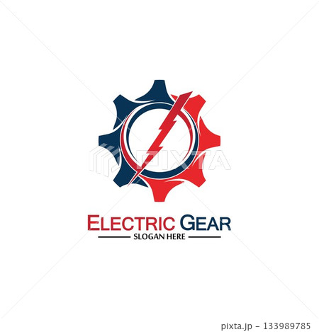 Electric gear vector logo template illustration. Suitable for business, technology and web. also, for energy and thunder symbol Electric gear vector logo template illustration. Suitable for business, technology and web. also, for energy and thunder symbol 133989785