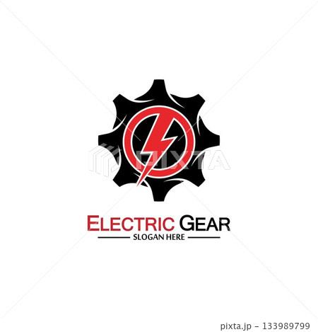 Electric gear vector logo template illustration. Suitable for business, technology and web. also, for energy and thunder symbol 133989799
