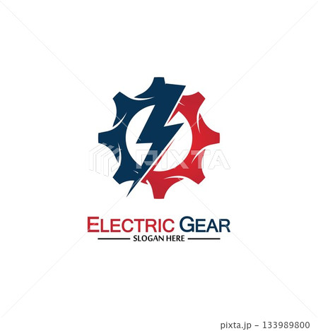 Electric gear vector logo template illustration. Suitable for business, technology and web. also, for energy and thunder symbol Electric gear vector logo template illustration. Suitable for business, technology and web. also, for energy and thunder symbol 133989800