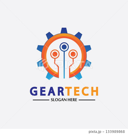 Tech gear logo vector design template. Technology Logo Template Design Vector, Emblem, Design Concept, Creative Symbol, Icon Tech gear logo vector design template. Technology Logo Template Design Vector, Emblem, Design Concept, Creative Symbol, Icon 133989868