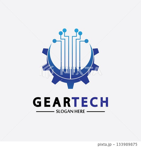 Tech gear logo vector design template. Technology Logo Template Design Vector, Emblem, Design Concept, Creative Symbol, Icon 133989875
