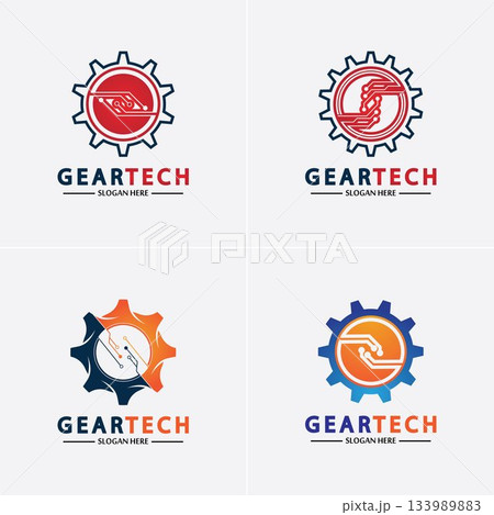 Tech gear logo vector design template. Technology Logo Template Design Vector, Emblem, Design Concept, Creative Symbol, Icon 133989883