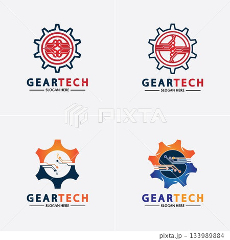 Tech gear logo vector design template. Technology Logo Template Design Vector, Emblem, Design Concept, Creative Symbol, Icon Tech gear logo vector design template. Technology Logo Template Design Vector, Emblem, Design Concept, Creative Symbol, Icon 133989884