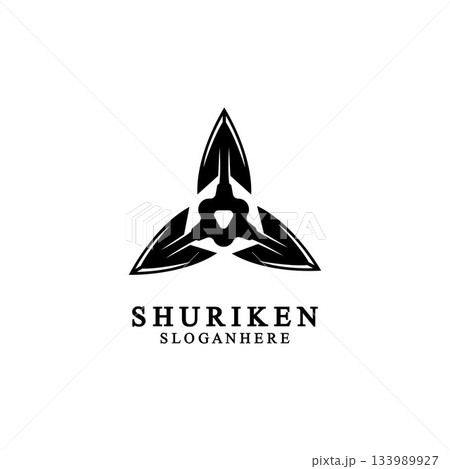 ninja shuriken black solid icon modern design, isolated on white background. flat style for graphic design template. suitable for logo, web, UI, mobile app. vector illustration 133989927