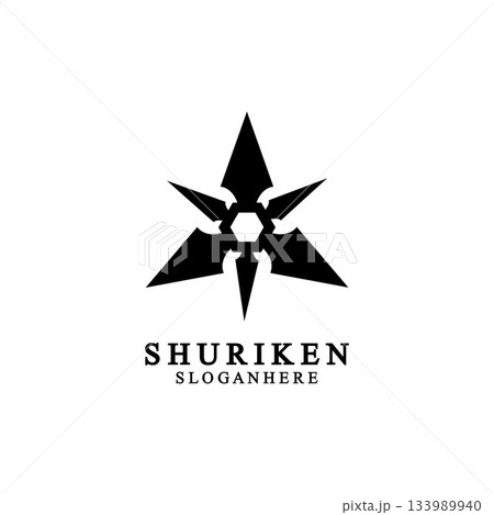 ninja shuriken black solid icon modern design, isolated on white background. flat style for graphic design template. suitable for logo, web, UI, mobile app. vector illustration 133989940