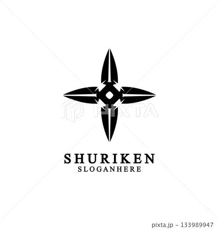 ninja shuriken black solid icon modern design, isolated on white background. flat style for graphic design template. suitable for logo, web, UI, mobile app. vector illustration 133989947