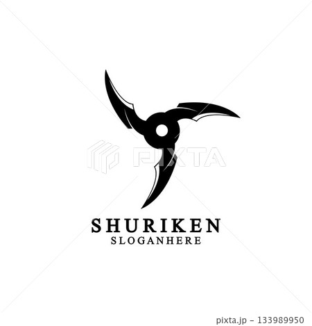 ninja shuriken black solid icon modern design, isolated on white background. flat style for graphic design template. suitable for logo, web, UI, mobile app. vector illustration 133989950