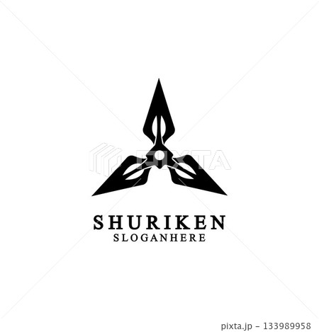 ninja shuriken black solid icon modern design, isolated on white background. flat style for graphic design template. suitable for logo, web, UI, mobile app. vector illustration 133989958