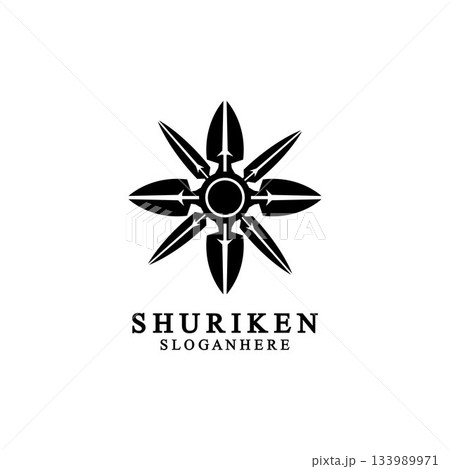 ninja shuriken black solid icon modern design, isolated on white background. flat style for graphic design template. suitable for logo, web, UI, mobile app. vector illustration 133989971