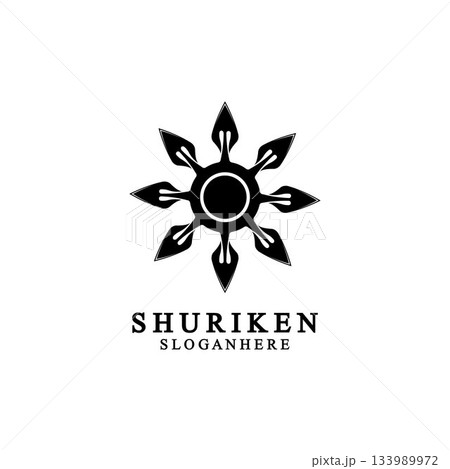 ninja shuriken black solid icon modern design, isolated on white background. flat style for graphic design template. suitable for logo, web, UI, mobile app. vector illustration 133989972