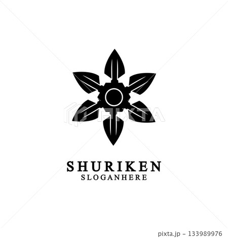 ninja shuriken black solid icon modern design, isolated on white background. flat style for graphic design template. suitable for logo, web, UI, mobile app. vector illustration 133989976