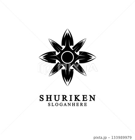 ninja shuriken black solid icon modern design, isolated on white background. flat style for graphic design template. suitable for logo, web, UI, mobile app. vector illustration 133989979