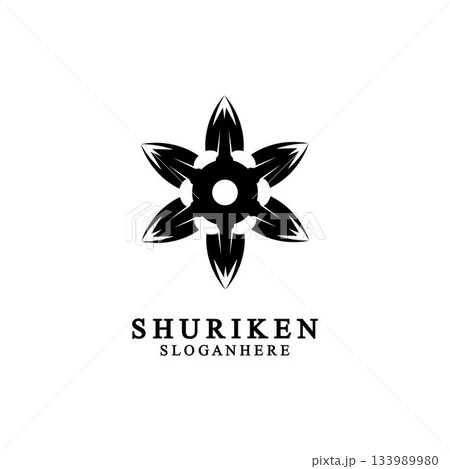 ninja shuriken black solid icon modern design, isolated on white background. flat style for graphic design template. suitable for logo, web, UI, mobile app. vector illustration 133989980
