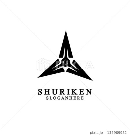 ninja shuriken black solid icon modern design, isolated on white background. flat style for graphic design template. suitable for logo, web, UI, mobile app. vector illustration 133989982