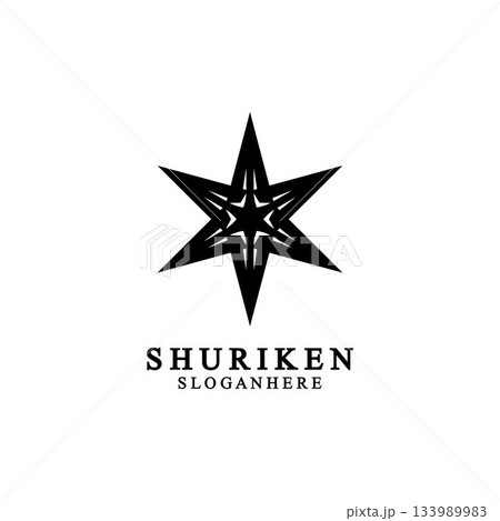 ninja shuriken black solid icon modern design, isolated on white background. flat style for graphic design template. suitable for logo, web, UI, mobile app. vector illustration 133989983