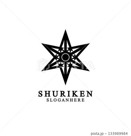 ninja shuriken black solid icon modern design, isolated on white background. flat style for graphic design template. suitable for logo, web, UI, mobile app. vector illustration 133989984