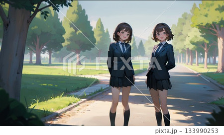 校庭に立つ女子高生 133990253