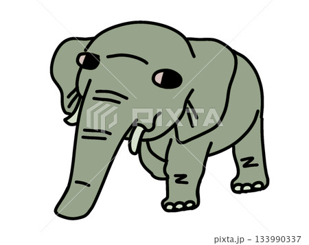 アフリカゾウ デフォルメイラスト 133990337