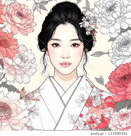 振袖を着た女性 133990482