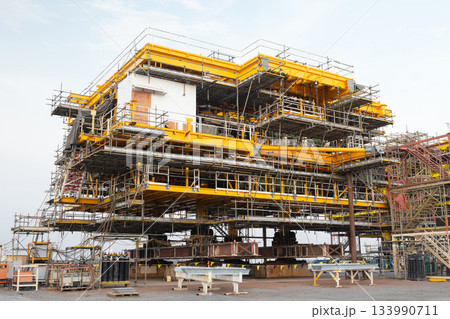 Offshore platform under construction. Offshore platform under construction. 133990711
