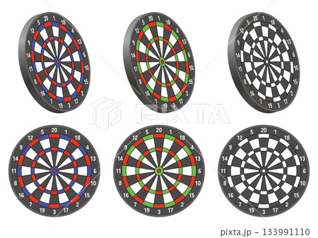 様々な形のダーツボード、的ベクターイラストのセット 133991110