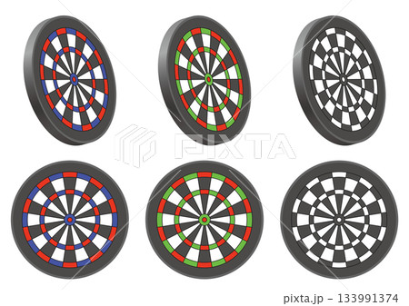 様々な形のダーツボード、的ベクターイラストのセット 133991374
