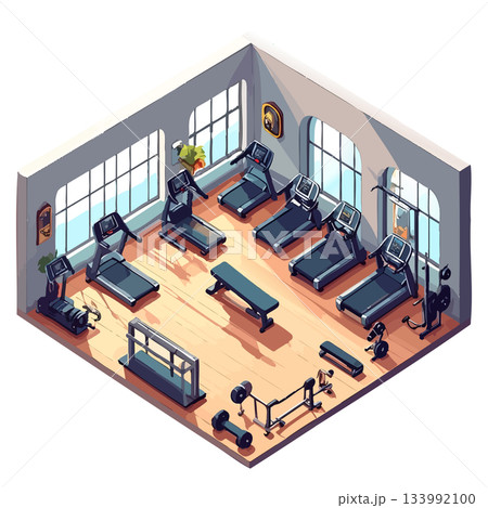 正方形レイアウトのスポーツジム、店舗・仕事用アイコン素材 正方形レイアウトのスポーツジム、店舗・仕事用アイコン素材 133992100