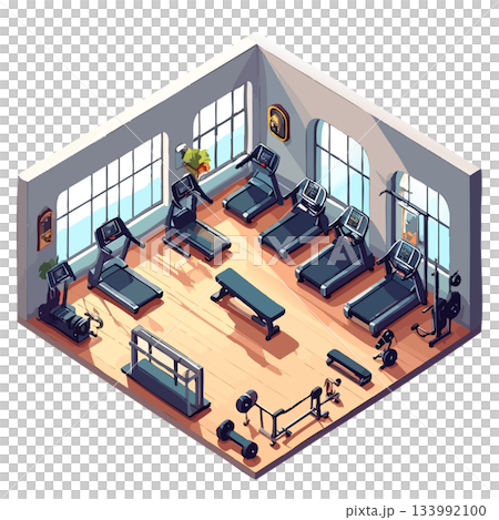 正方形レイアウトのスポーツジム、店舗・仕事用アイコン素材 正方形レイアウトのスポーツジム、店舗・仕事用アイコン素材 133992100
