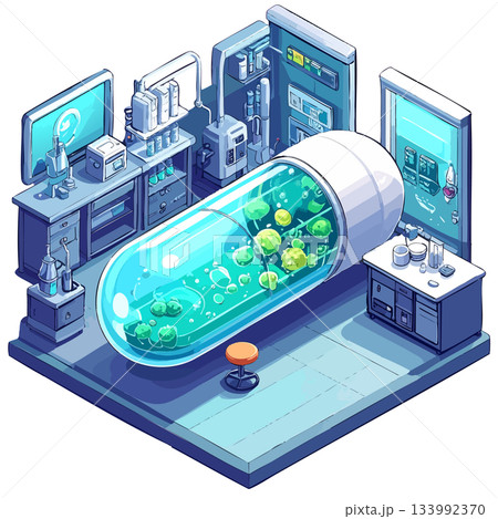 正方形ルーム・ラボ風、研究室デザイン、仕事・お店向けアイコン・挿絵素材 133992370