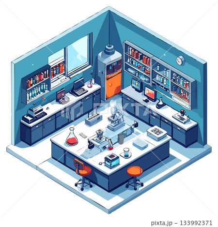 正方形ルーム・ラボ風、研究室デザイン、仕事・お店向けアイコン・挿絵素材 133992371