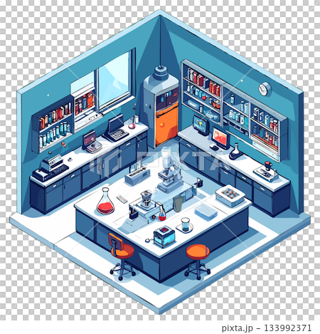 正方形ルーム・ラボ風、研究室デザイン、仕事・お店向けアイコン・挿絵素材 133992371