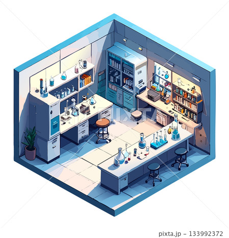 正方形ルーム・ラボ風、研究室デザイン、仕事・お店向けアイコン・挿絵素材 133992372