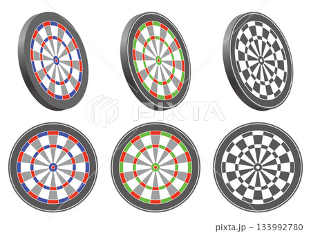 様々な形のダーツボード、的ベクターイラストのセット 133992780
