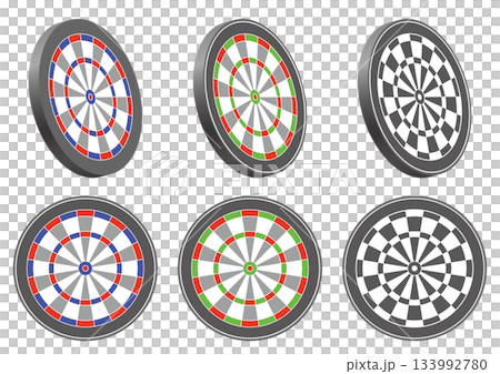 様々な形のダーツボード、的ベクターイラストのセット 133992780