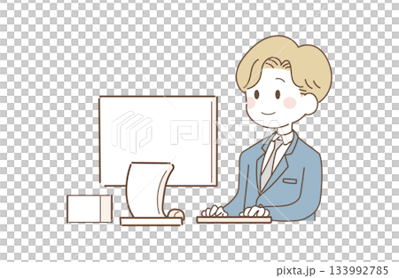パソコンを使うビジネスマンのイラスト 133992785