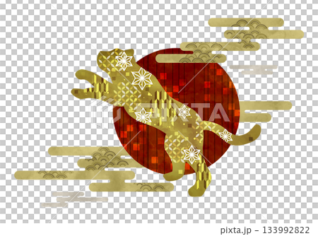 日本花紋虎與初升的太陽 日本花紋虎與初升的太陽 133992822