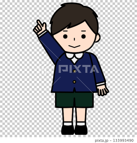 Boy raising his hand and pointing Boy raising his hand and pointing 133993490