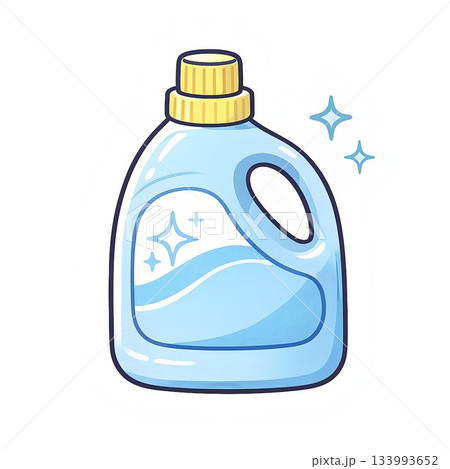 手描き風でやさしい印象の液体洗濯洗剤ボトルのイラスト 133993652
