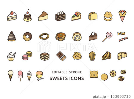 いろんなスイーツのアイコンセット いろんなスイーツのアイコンセット 133993730