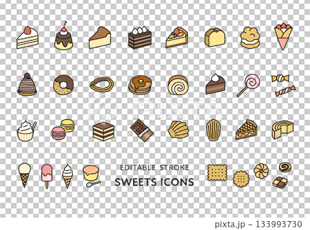 いろんなスイーツのアイコンセット いろんなスイーツのアイコンセット 133993730