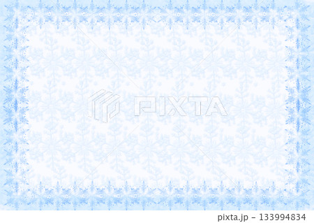 Frame with light winter pale blue surface snowflakes 133994834